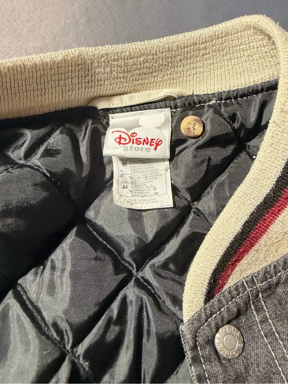 Vintage-Style Mickey Mouse Black and Cream Varsity Jacket